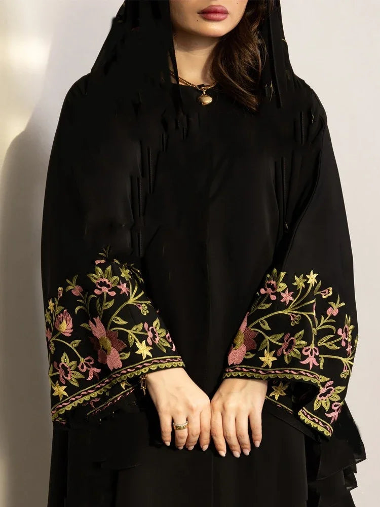 Eid Frauen Muslimischen Abaya Kleid Stickerei Strickjacke Kaftan Party Jalabiya Ramadan Lange Abayas Vestidos Largos Arabischen Lange Robe.