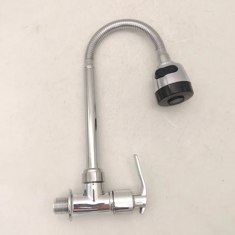 Kitchen Faucet Wall Mount 2 Function Hot and Cold Water Sink Faucet 360 Degree Rotating Sprayer Faucet Bathroom Accessory