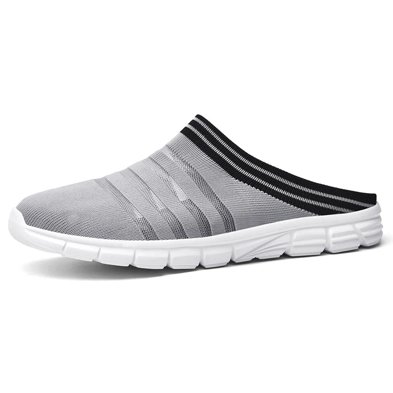 New large size men's casual sneakers fashion outdoor walking men's half slippers mesh surface breathable men's sneakers.