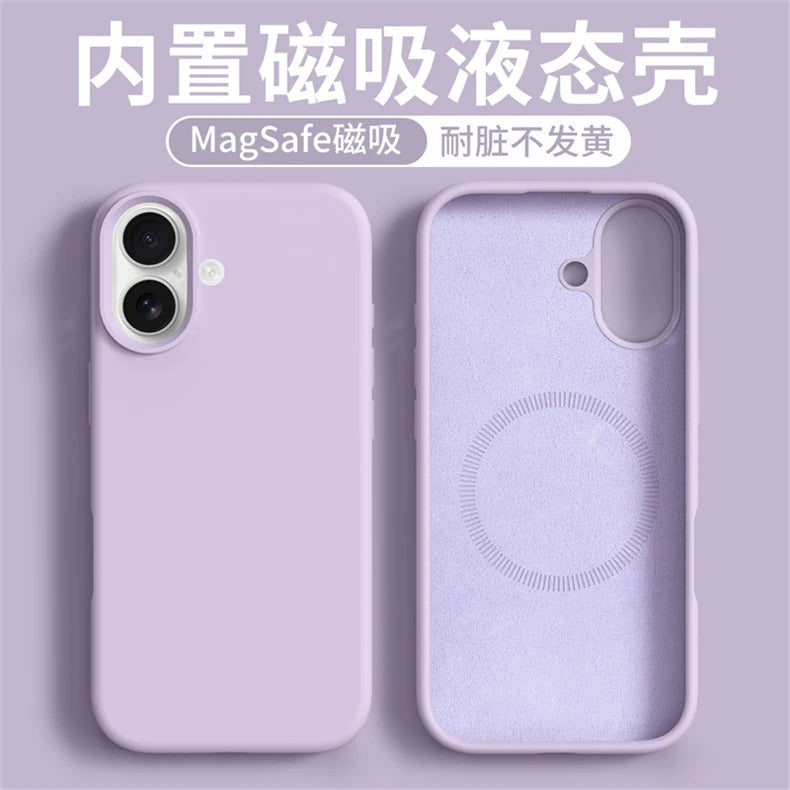 Magnetic Case For iPhone 17 Pro Max 17 Ari MagSafe Luxury Liquid Silicone Comfortable Feel Built in Flocking Protect Cover