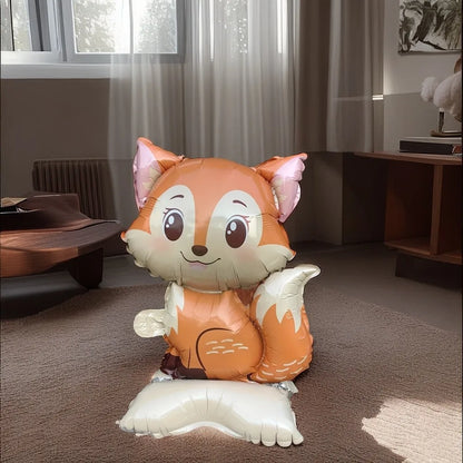 3/2 Stück Dschungel-Tier-Folienballons mit Ständer – Koala-Elefant-Fuchs für Geburtstag, Hochzeit, Karneval, Themendekorationen.