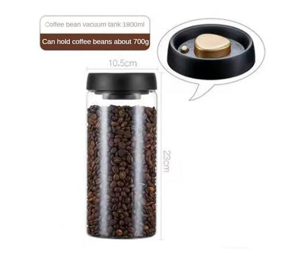 Coffee Beans Vacuum Sealed Tank Transparent Glass Food Storage Jars Household Moisture-proof Air Extraction Airtight Container.