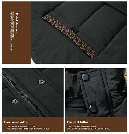 Winter Men's Cotton Jacket with Fleece for Middle-aged and Elderly People Warm Coat, Windproof Winter Coat Parka Coat.