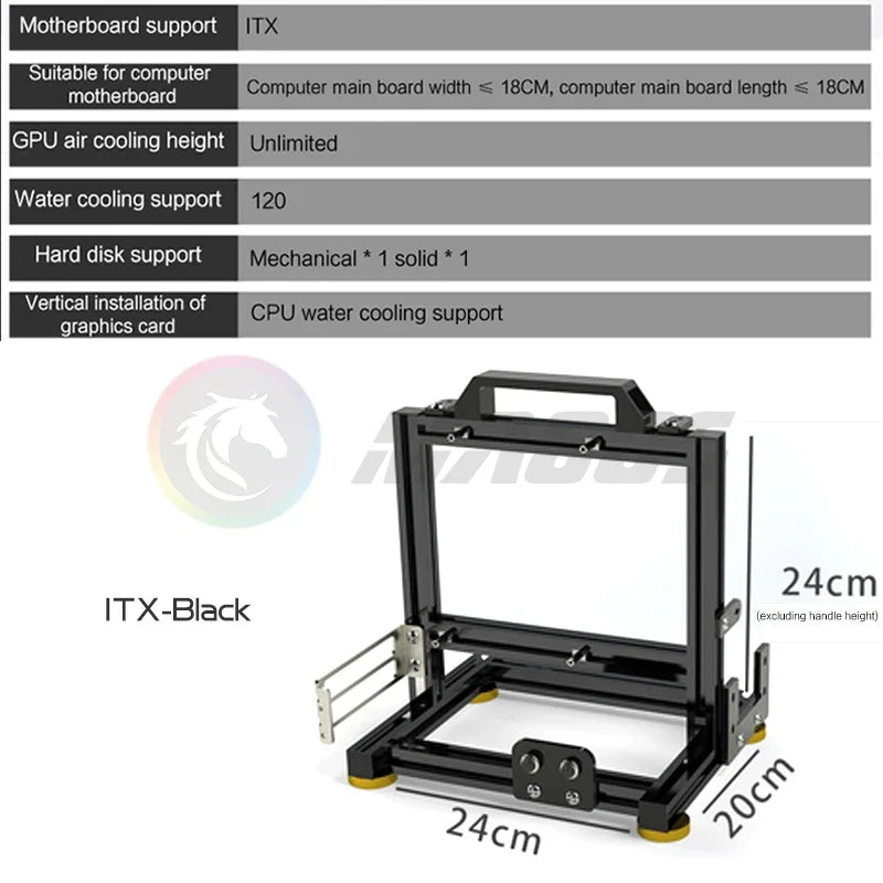 DIY Gamers Cabinet MOD ITX MATX PC Case Open Frame Aluminum Creative ATX Tower Desktop Gaming Computer Chassis Rack.