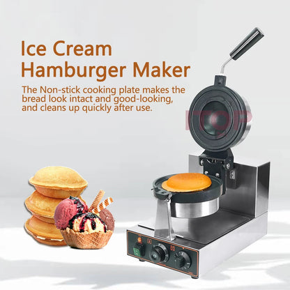 ITOP Gelato Panini Press Machine Commercial Ice Cream Waffle Maker Krapfen Bread Hamburger Filling Machine 10cm 1200W 110V 220V.