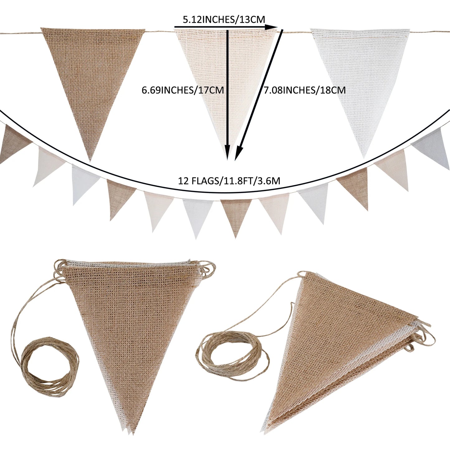 12 Flaggen/13 Flaggen, Wimpelflaggen, Sessische Hochzeit, Party, Dekoration, Wimpelkette, Vintage-Foto-Requisite, Banner, Zuhause, Babyparty, Karneval, Girlande.