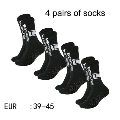 4 pairs of new TC mid tube glued football socks for sports training and competition, non slip and breathable socks.