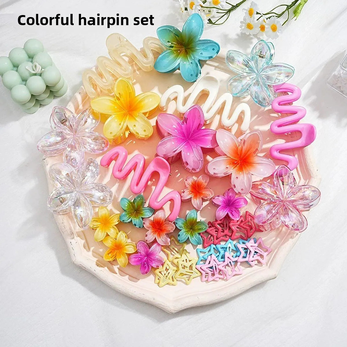 Hair Accessories Hair Clips Colorful Set Series Shark Clips 10 Pieces Set Egg Flower Grab Clips Headwear.
