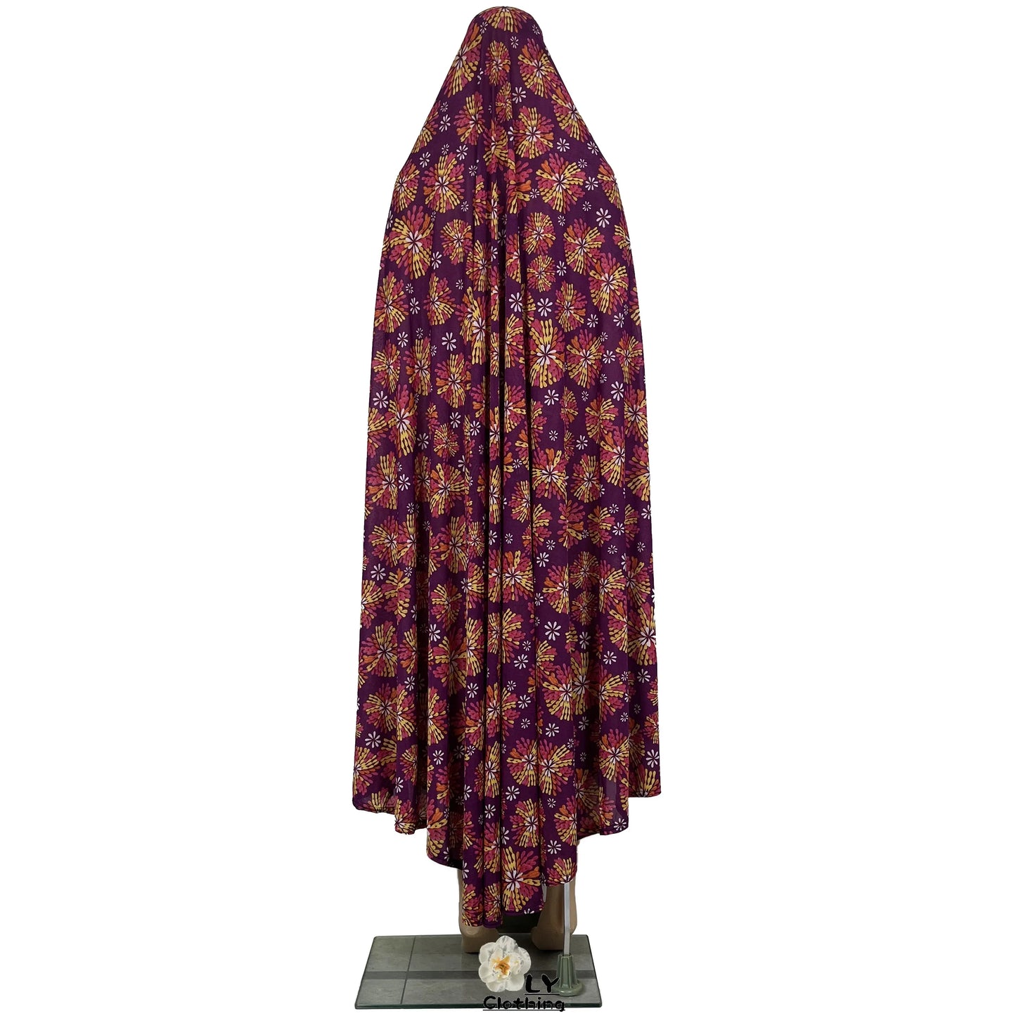 New Dubai Islamic Robe Ramadan Womens Hooded Abaya African Sleeveless Loose Soft Prayer Garment Muslim Floral Dress With Hijab.