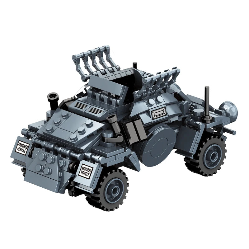 World War 2 WW2 Army Military Soldiers Armor Halftrack Main Station Tank Building Blocks Bricks Model DIY Assembly Toys For Kids.