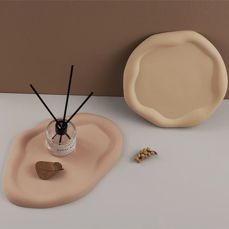 Creative Irregular Cloud Tray Silicone Mold Diy Oval Round Plaster Concrete Jewelry Storage Tray Home Decoration Casting Mold.