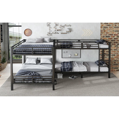 Eisenbett, Etagenbett, dreistufige Leiter, stabiles Gitter, Mehrbettkonfiguration, Betten in verschiedenen Größen, 90 x 200 cm und 140 x 200 cm