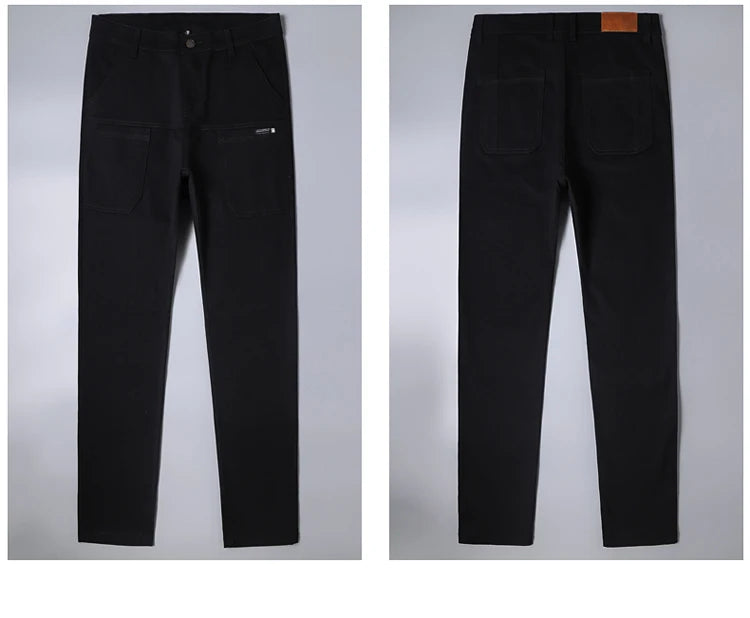 Spring and Autumn Men's Multi-Pocket Design Jeans Fashionable and Versatile White Khaki Red Comfortable Stretch Denim Pants