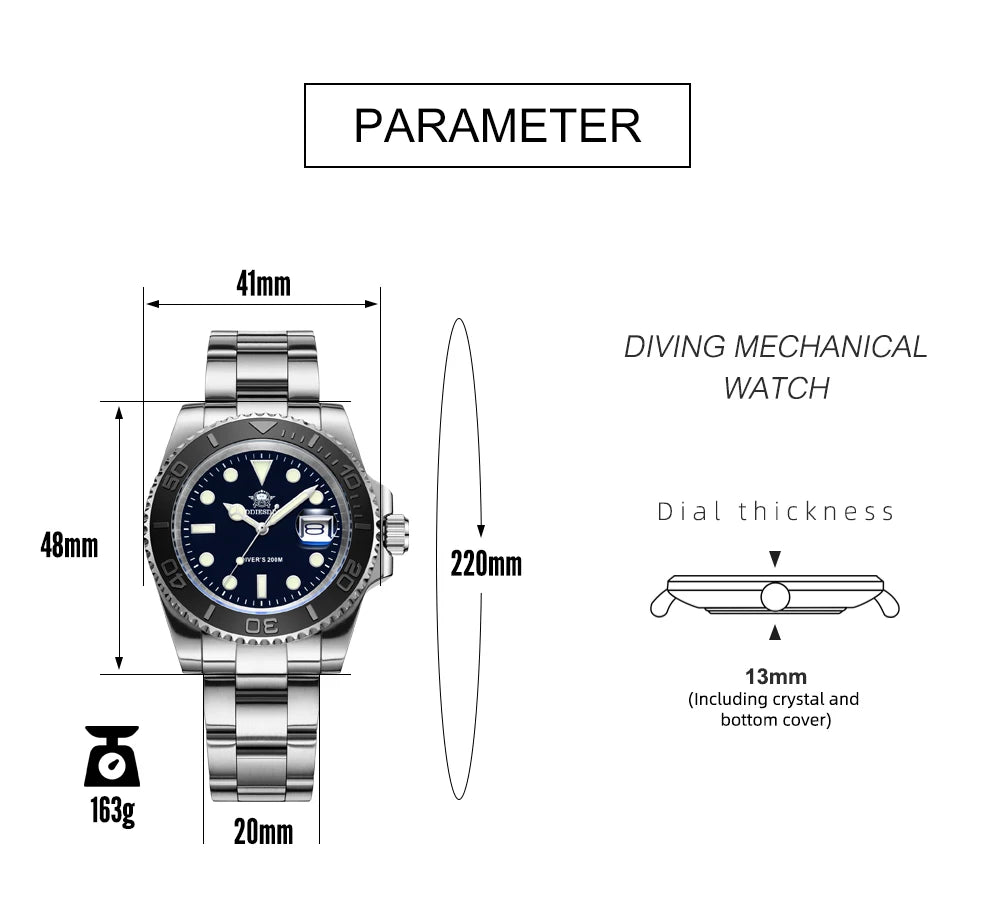 ADDIESDIVE Luxurious Men's Analog Quartz Watch BGW9 Luminous 20 Bar Waterproof Men's Diving Stainless Steel Men Watches H3.