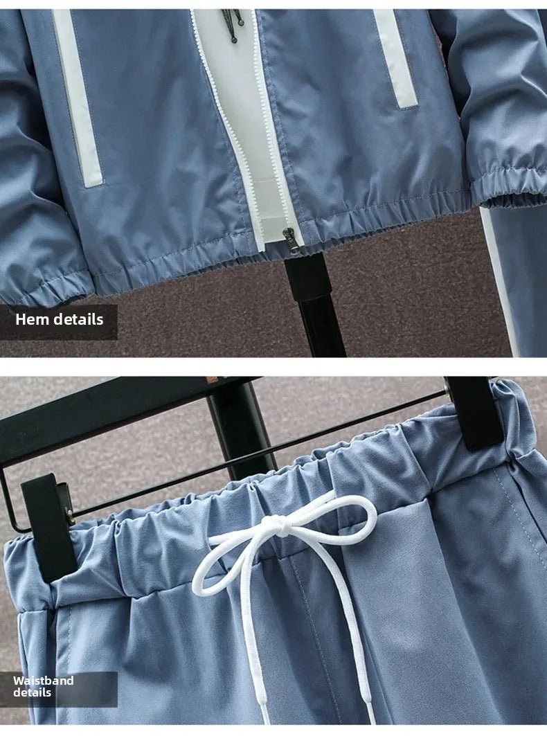 New Men's Sportswear Set Casual Loose Fit Sweatpants with Drawstring Two-Piece Korean Style Autumn Collection.