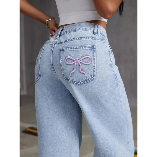 Retro Summer 2025 Women's High Waist Straight Leg Jeans Draping Wide Leg Long Trousers Fashionable Cross-Border Denim Pants.