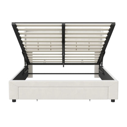 Lazy space Samt gepolsterter Bett rahmen mit RGB-Licht, USB-Anschluss Kopfteil, hydraulische Aufbewahrung sbett box, Doppelbett 140/x cm