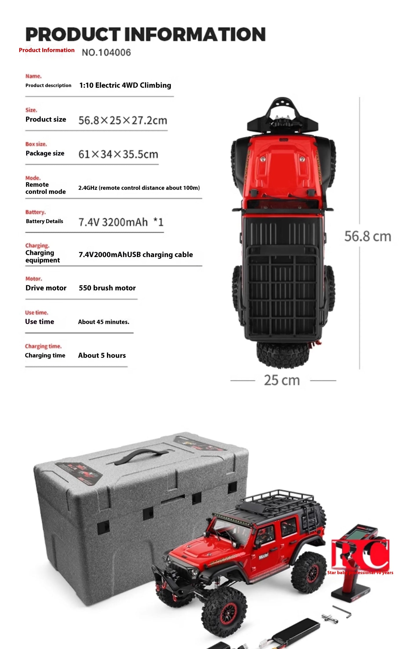 1/10 WLtoys 104006 Remote Control Car Rc Craweler Car Rc Car Drift Car Full Proportional Rock Crawler 4WD Off-road Truck Toys