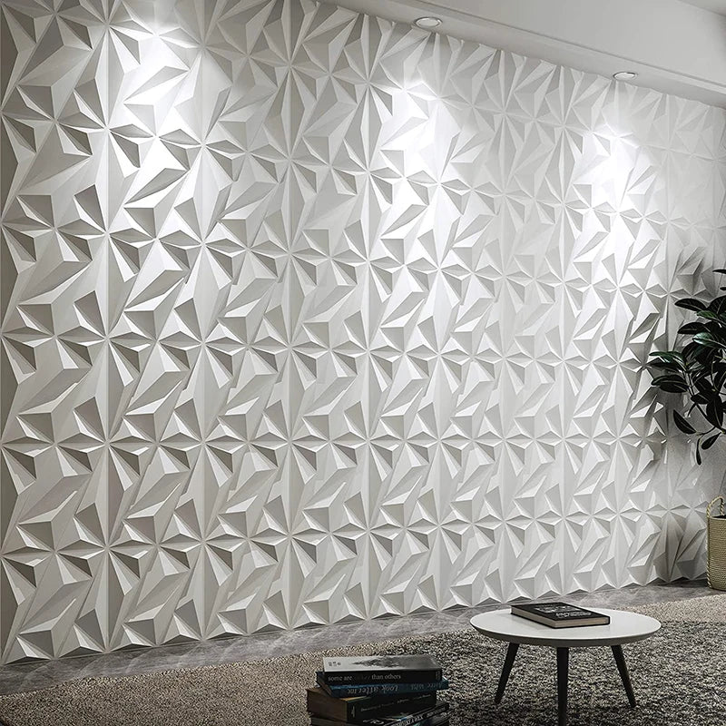 10pcs Diamond Design Decorated 3D Wallpanel, 30cmx30cm Matte White/Black/Golden, Diy Home Decoration Wallboard Wall stickers