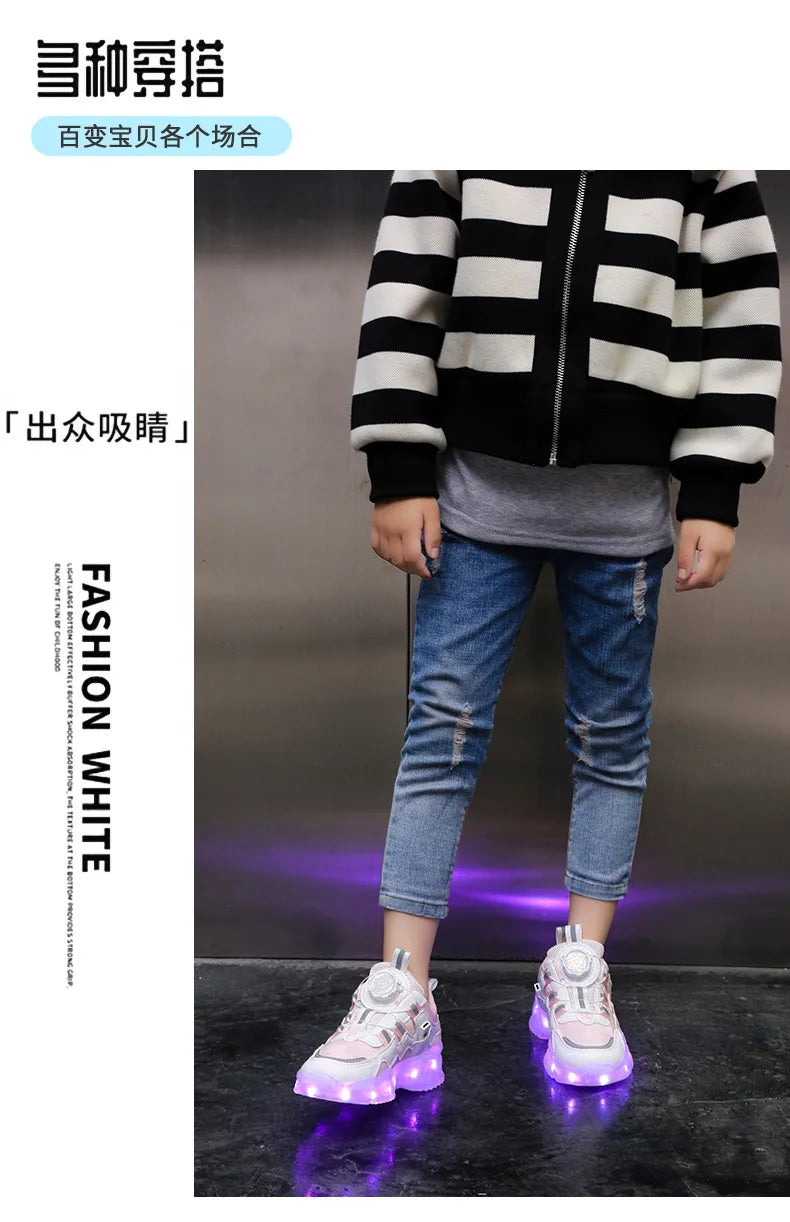 Children Fashion Kids Led Shoes for Girls Usb Charging Sneakers Outdoor Sport Footwear Boys Luminous Shoes 2023 Glowing Sneakers.