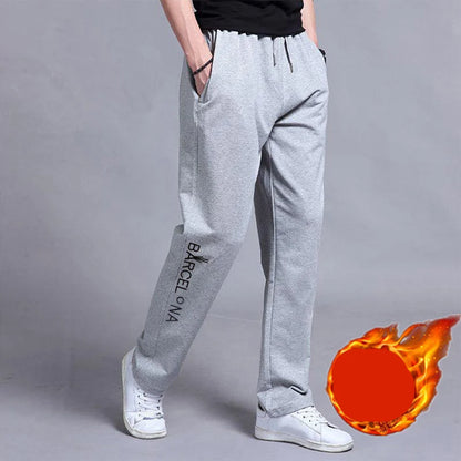 Autumn Winter Fashion Harajuku All Match Trousers Men Loose Straight Leg Sports Pants Plus Velvet Casual Men's Pants Sweatpants.