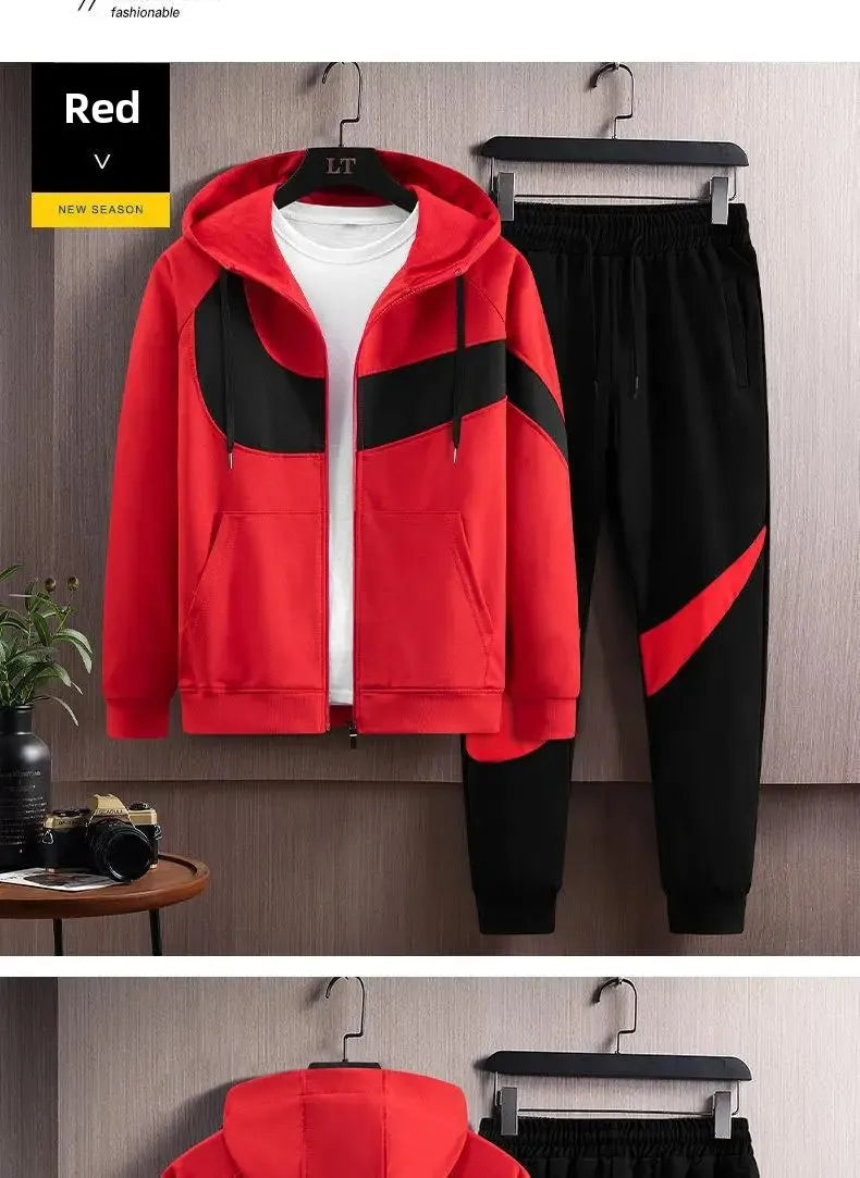 Autumn Winter Loose Hooded Long Sleeve Zipper Jacket Pants Trendy Set Men's Clothing New Hot Sale Of The Season Style Casual Out.