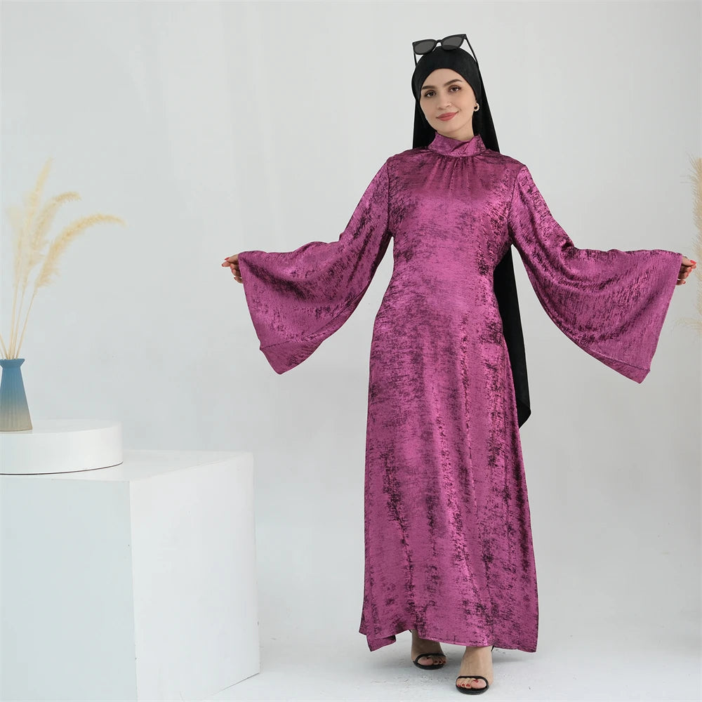 Ramadan Satin Shimmer Abaya Damen Dubai Luxury Islam Muslim Kaftan Dresses Kebaya Abayas For Women Robe Musulmane Femme Vestidos.