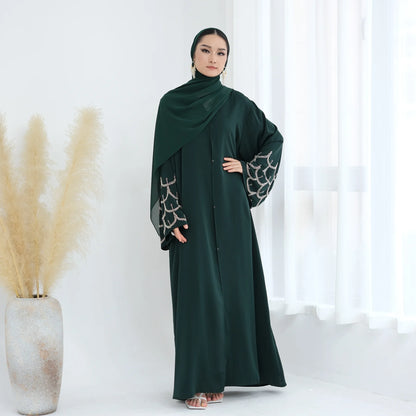 2025 Middle Eastern Islam Outfit for Muslim Women Luxury Dubai Modest Abaya Dress Eid Arabic Cardigan Plain Turkey Kaftan Robe.