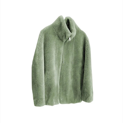 Frauen Winter Doppel Korallen Fleece Warme Mantel Stehkragen Plüsch Dicken Mantel Weibliche Mode Casual Langarm Zipper Kleidung