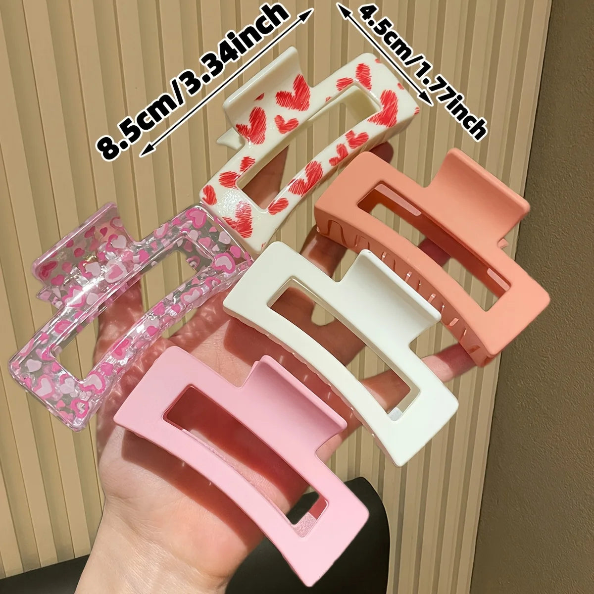 5Pcs for Women, Pink, Fashionable and Cute, Square Hair Clip Shark Clip, Suitable for Daily Use, Gift Hair Accessories.