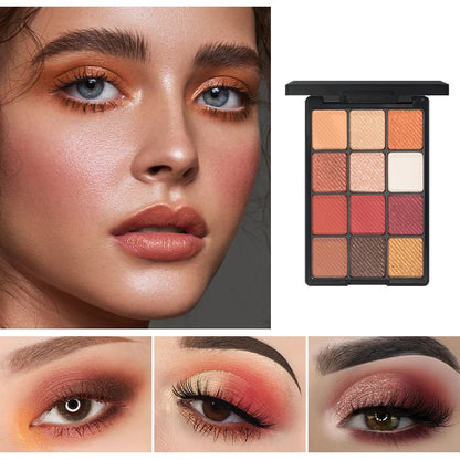 12-Color Glitter Eyeshadow Palette- Highly Pigmented,Long-Lasting Diamond Metal and Matte Shades for a Dazzling Eye Makeup Look.