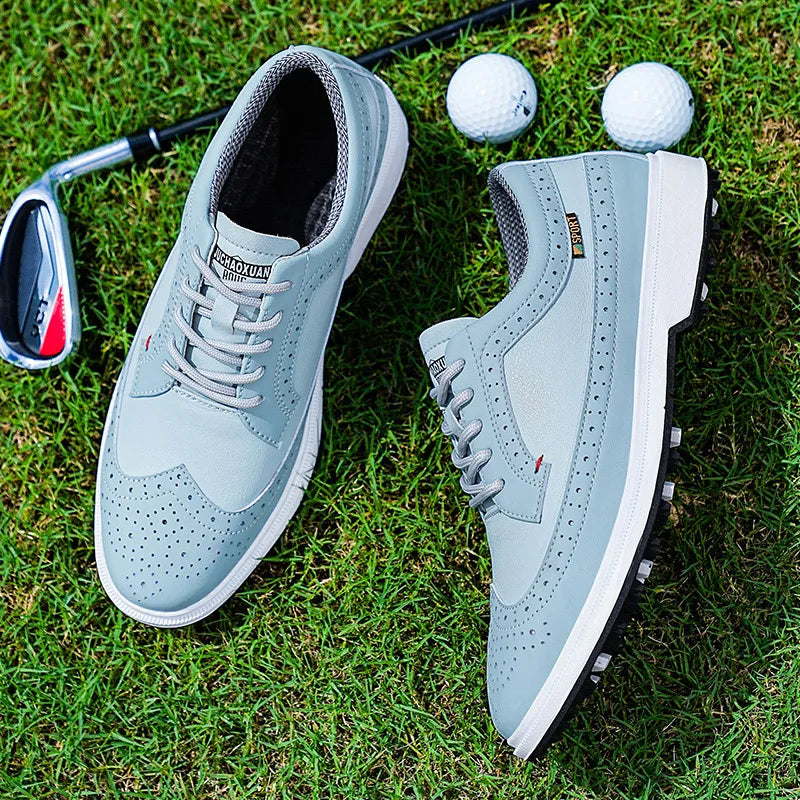 Fashion Men Golf Shoes Leather High-Quality Sports Shoes Non-Slip Waterproof Golf Professional Training Shoes Large Size 39-47.