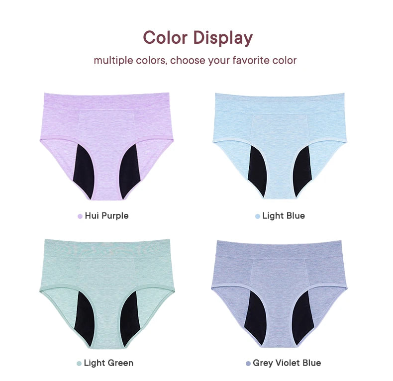 High Waist Leakproof Period Panties Bamboo Fibre Heavy Flow Absorbent Underwear Reusable Breathable.