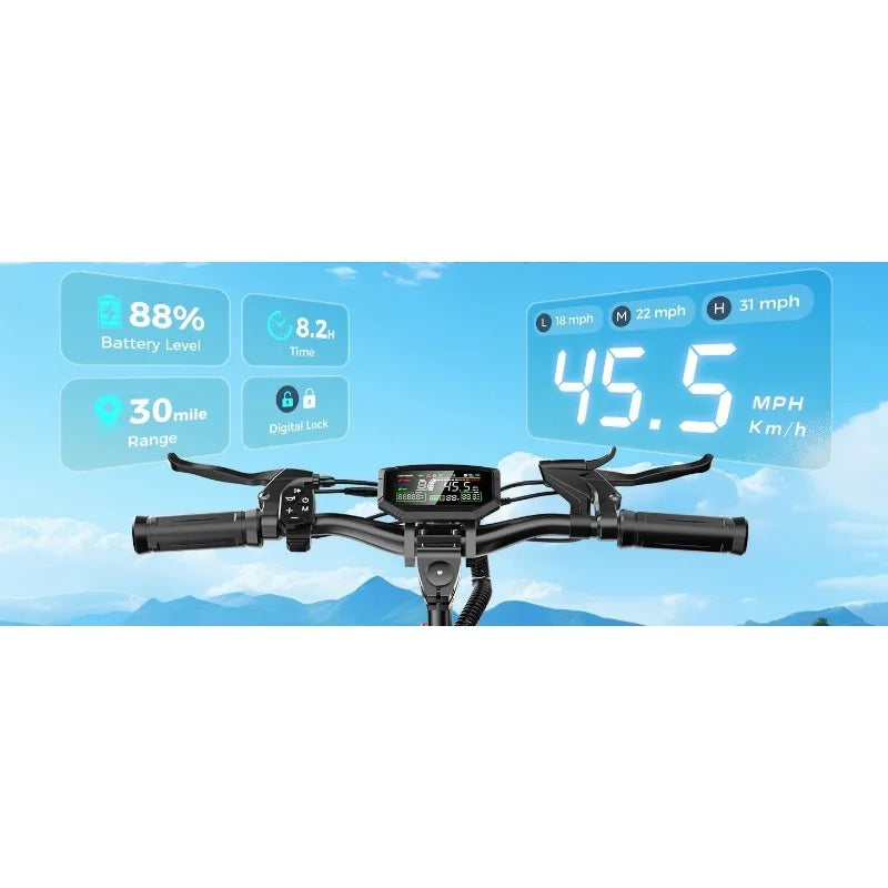 J15MAX Electric scooter 1600W powerful motor 48V18AH lithium battery foldable E scooter 10-inch tires adult off-road e-scooter.