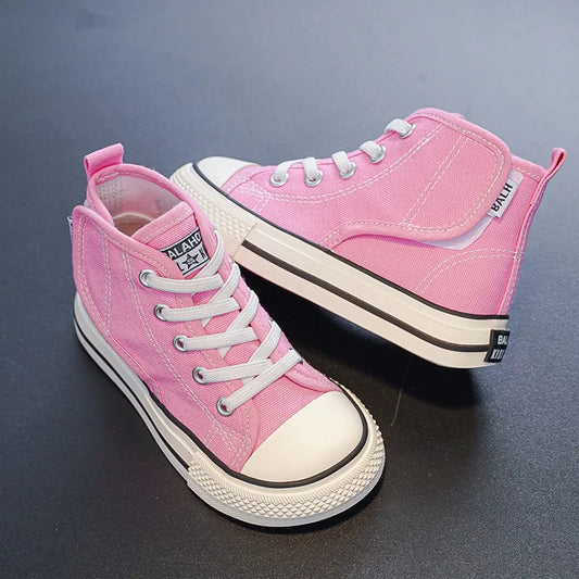 Spring and Autumn New Children's Canvas Shoes Boys High-Top White Shoes Girls Casual Shoes Parent-Child Shoes Board Shoes.