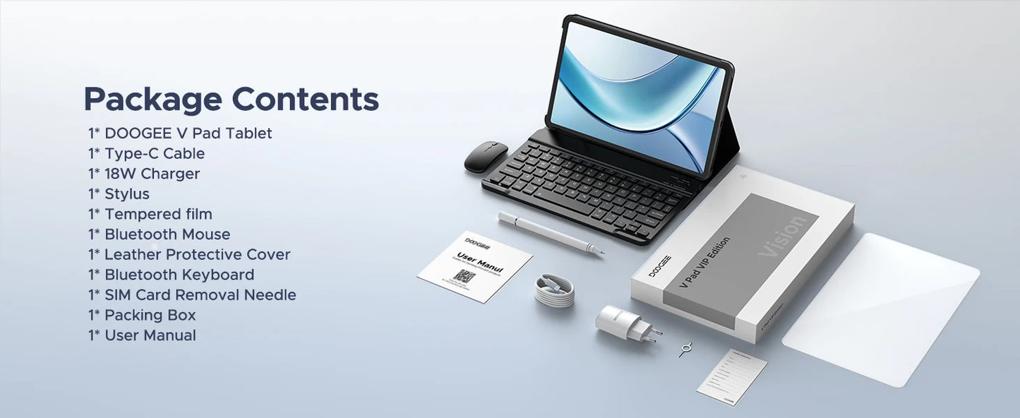 DOOGEE V Pad 2 In 1 5G Tablet 12" Screen Dimensity 7050 Android 15 32GB RAM (8+24) 256GB ROM8800mAh Battery Ultra-thin Smart Pad