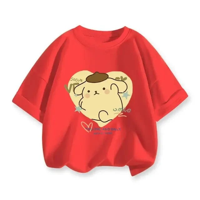 2024 New Summer COTTON T shirt Girls Boys Cinnamoroll T shirt Cartoon Print Kids T-Shirts Children Girls Tops Clothes