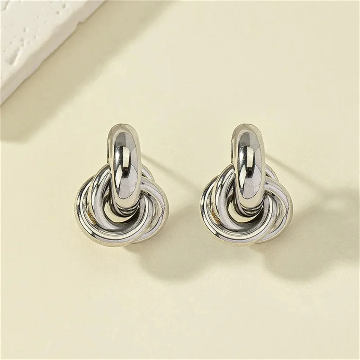 2Pcs Trendy Stainless Steel Gold Color Knot Hoop Earring For Women,Shiny Cute Tragus Cartilage Ear Stud Suitable Give Girlfriend.
