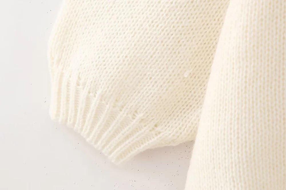 TRAF Women's Bat Sleeve Cardigan Sweater Temperament Lapel Metal Button Decoration Fashion Jacket Casual Commuter Women's Tops