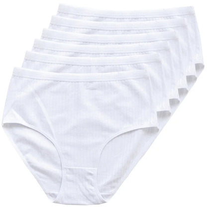 6pcs Cotton Women Panties Lady Plus Size Underwear High Waist Briefs Breathable Solid Color Female Lingerie Shorts