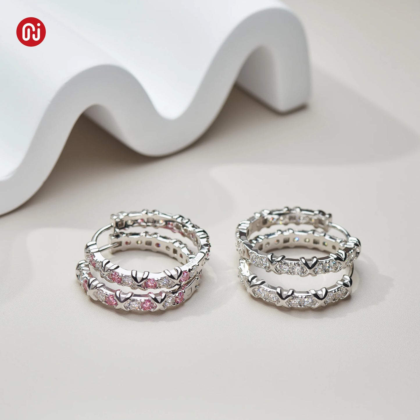 GIGAJEWE Moissanite D Nova Pink Color VVS1 Total 1.92ct 925 Silver Earring 18K Gold Plated Diamond Test Passed Jewelry Girl Gift.