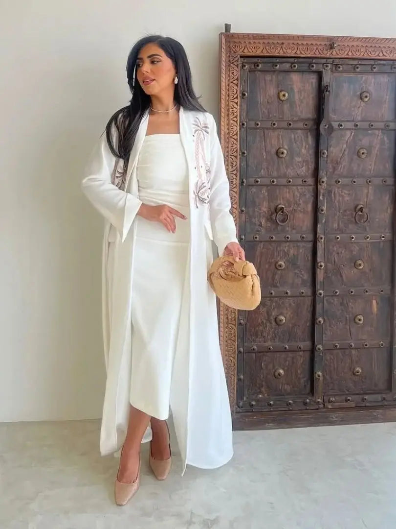 Ramadan Eid Kebaya White Muslim Modest Kimono Women Clothing Abaya Damen Dubai Luxury Islam Kaftan Robe Longue Femme Musulman.