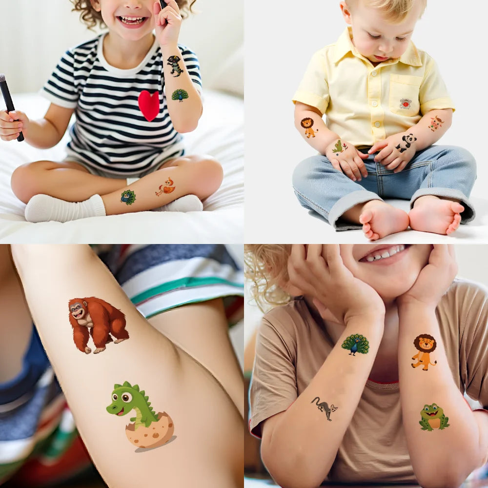 54 stücke Temporäre Tattoo Drachen Cartoon Panda Pfau Wasserdicht langlebige Körper Aufkleber Chamäleon Für Arme Wangen Mädchen.