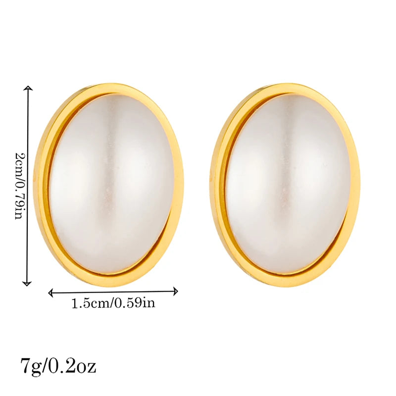 DIEYURO 316L Stainless Steel Love Pearl Round Square Fan Shaped Irregular Design Earrings Women New Trend Ear Jewelry Gift Party.