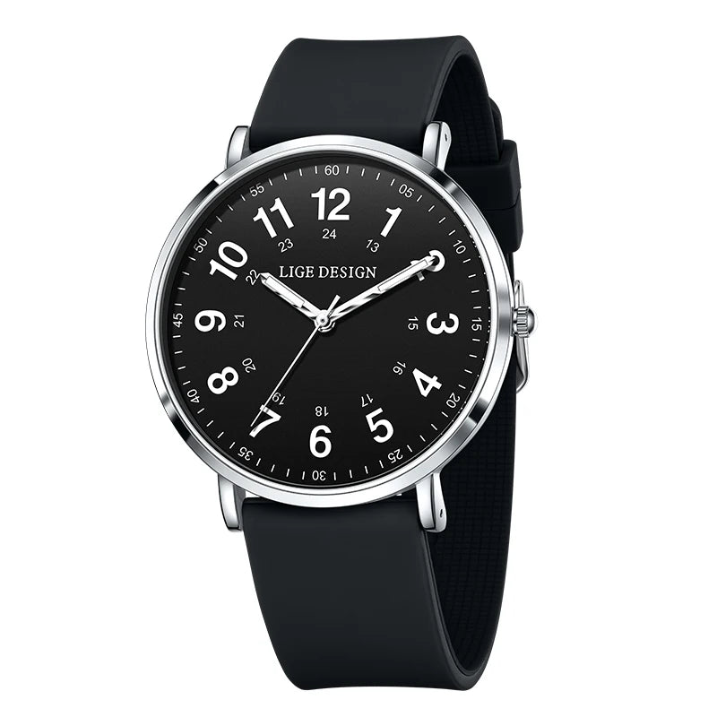 LIGE Fashion Elegant Watches for Woman Ladies Candy Color Silicone Casual Luminous Waterproof Dress Quartz Women's Wristwatches