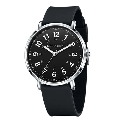 LIGE Fashion Elegant Watches for Woman Ladies Candy Color Silicone Casual Luminous Waterproof Dress Quartz Women's Wristwatches