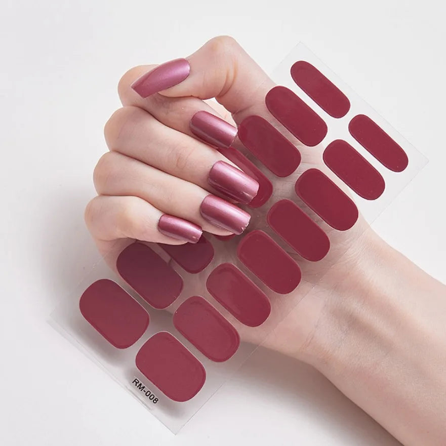 Glitter Gradient Full Cover Nail Art Stickers Fashion Silver Purple Nail Polish Strips DIY Waterproof Nail Foil Sticker Manicur