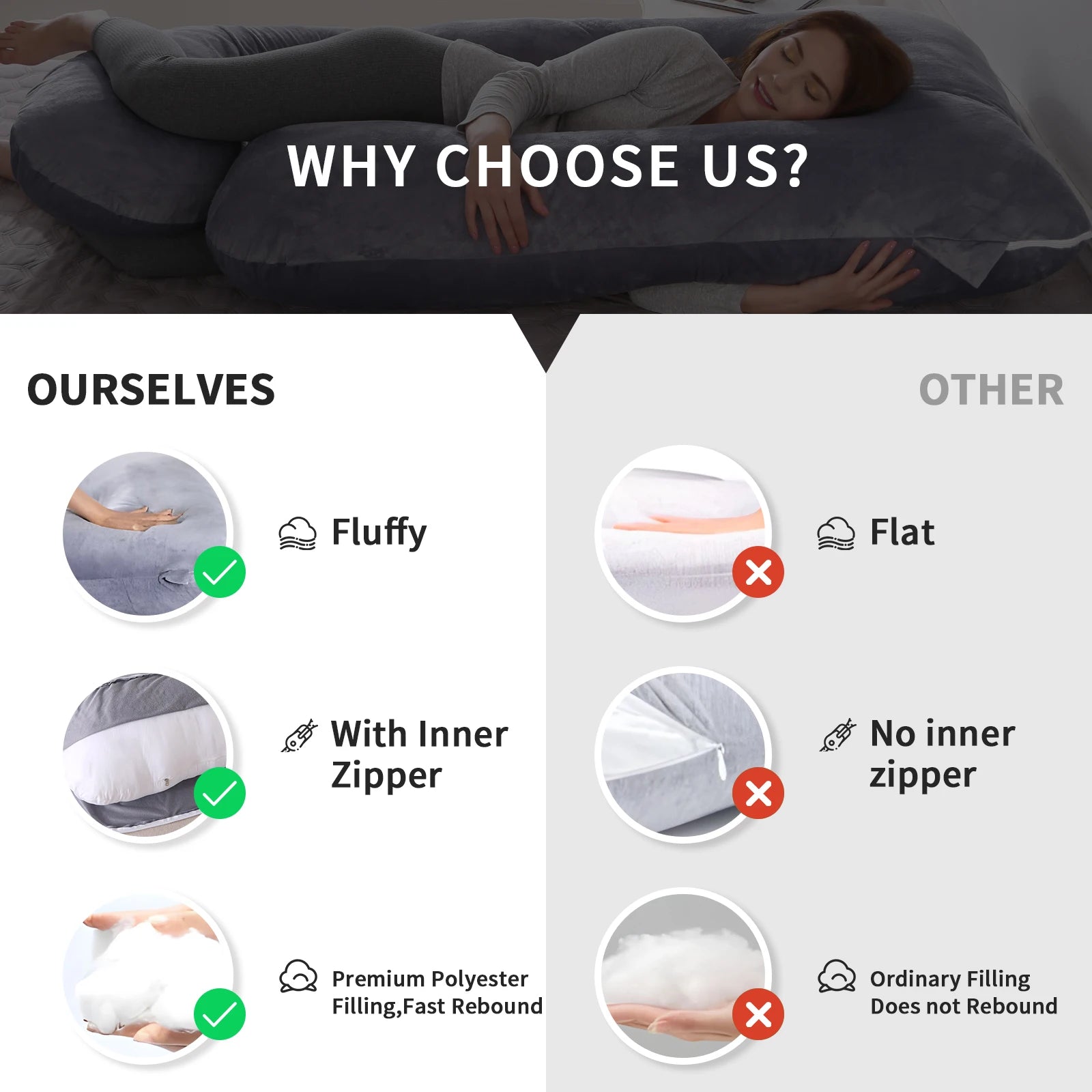 Pregnancy Pillows for Sleeping, G Shaped Full Body Maternity Pillow with Removable Cover - Support for Belly for Pregnant Women.
