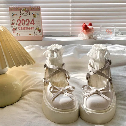 Women's Spring Round Toe Pumps Chunky Heel Mary Janes Shoes Platform Shoes for Women Dress Students Women's Lolita Heeled Shoes.