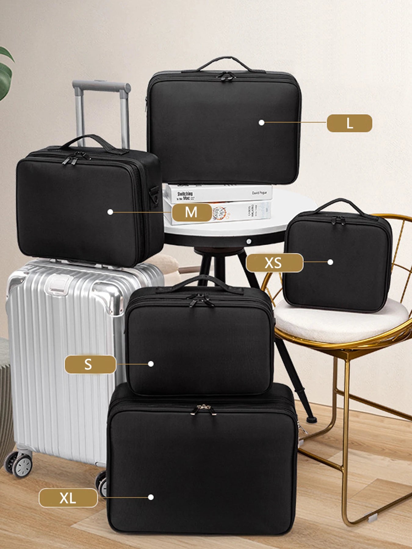 Three-layer Cosmetic Case Large Waterproof Oxford Cloth Manicure Makeup Toolbox,Travel Underwear Storage Box.